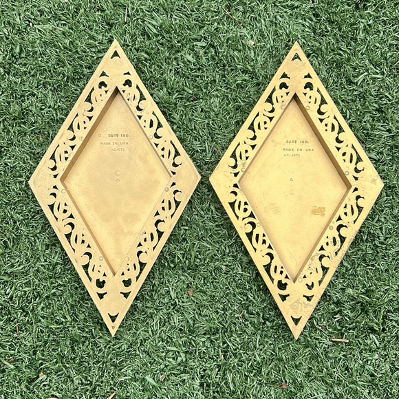 Vintage Dart Syroco Gold Diamond Floral & Violin Wall Plaques Set No. 4271 - Picture 9 of 11